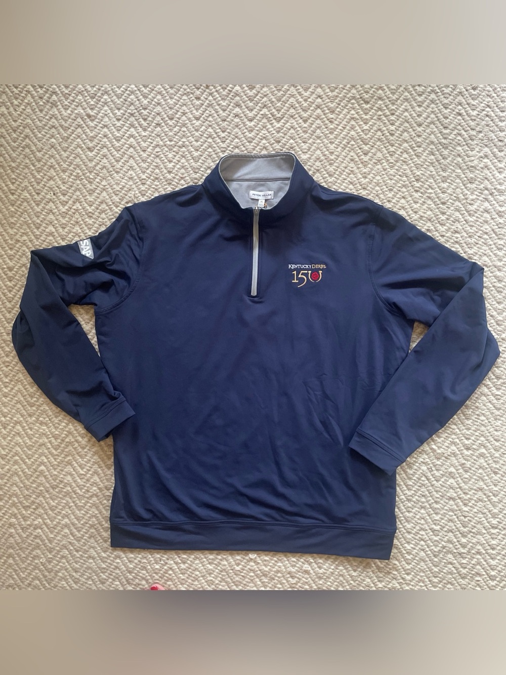 Peter Millar Kentucky Derby 150 Navy Quarter Zip Pullover Mens XL Golf Perth